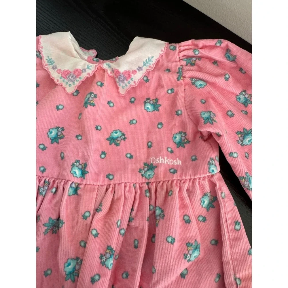 Vintage OshKosh Bgosh Pink CorduroyRomper 12 Months Made USA Peter Pan